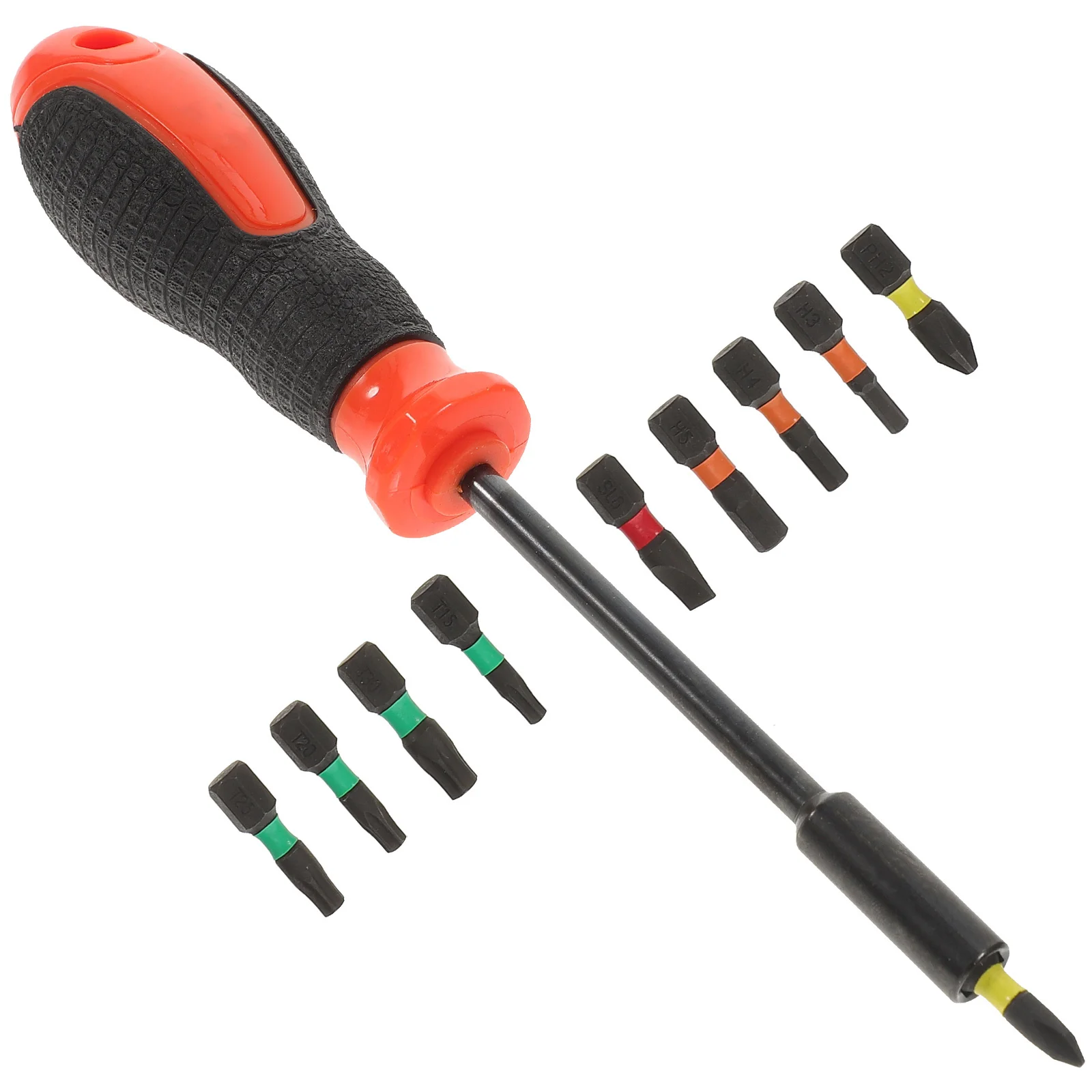 

1Set Multifunctional Screwdriver Bit Set Rubber Handle Steel Bits High Hardness for Mechanical Repair Labor-Saving Portable Mini