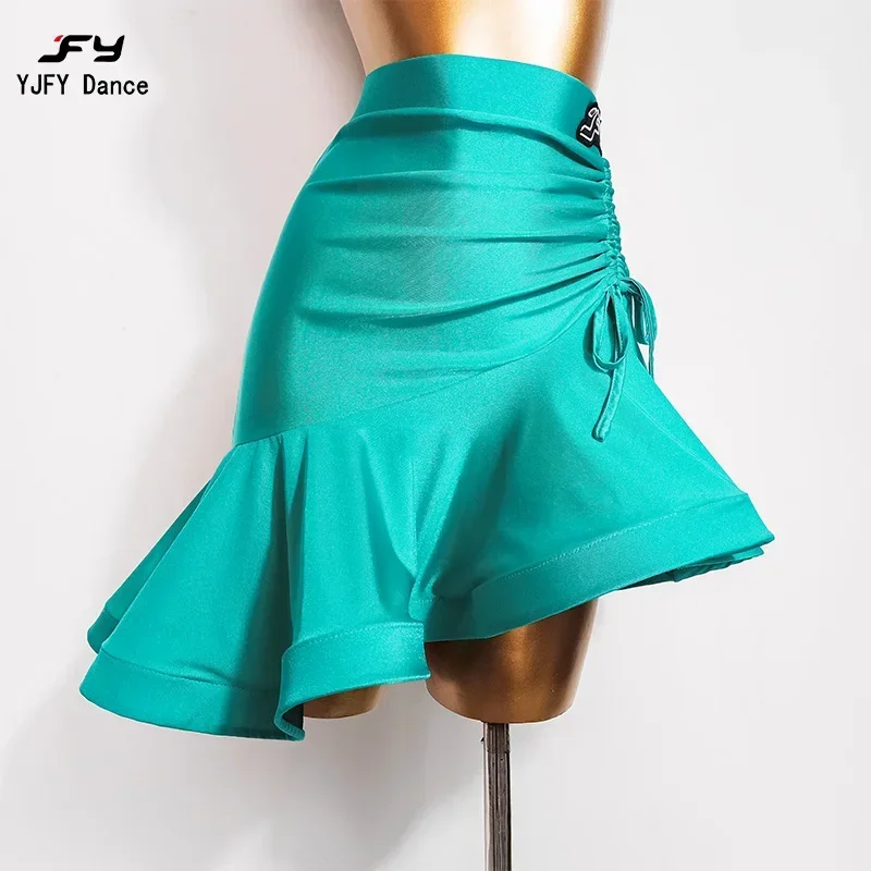 Latin Dance Skirt Fish Bone Large Skirt Half Body Dress Drawstring Versatile Dance Practice Costume W2