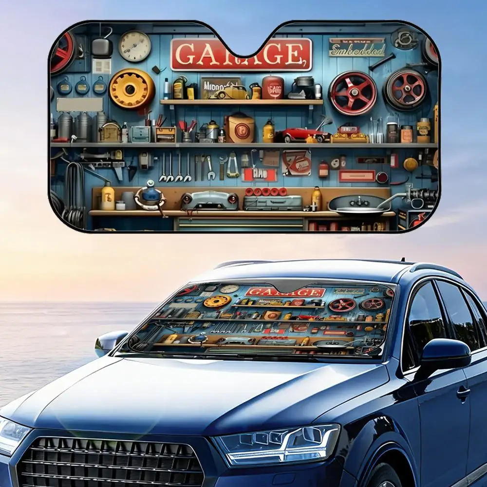 

Garage Tools Style Sun Visor Foldable Car Windshield Sun Shade UV Protection Reflective Heat Insulation Reusable Cover