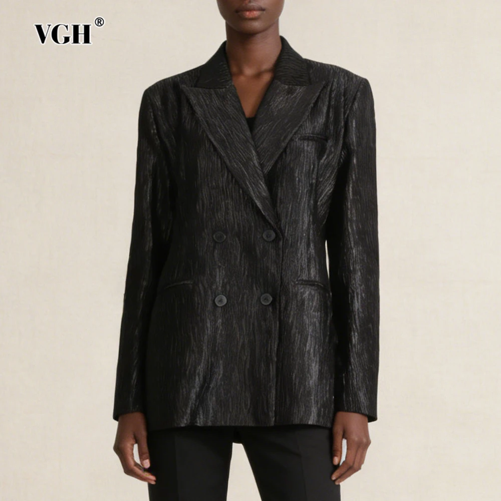 

Женский блейзер VGH с V-образным вырезом, свободного кроя, с длинными рукавами, осенний, элегантный, однотонный, для офиса, новый, модный стиль