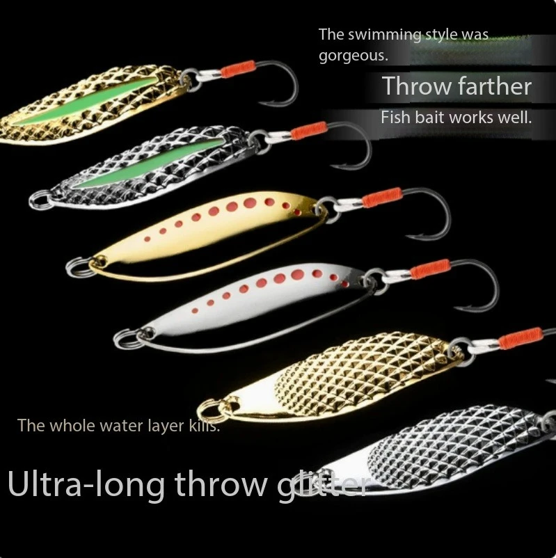 Fishing Lure Spoon Bright Reflection Quick Sink Spot Glow Diamond Texture Anti Corrosion Freshwater for Bass Perch Mackerel