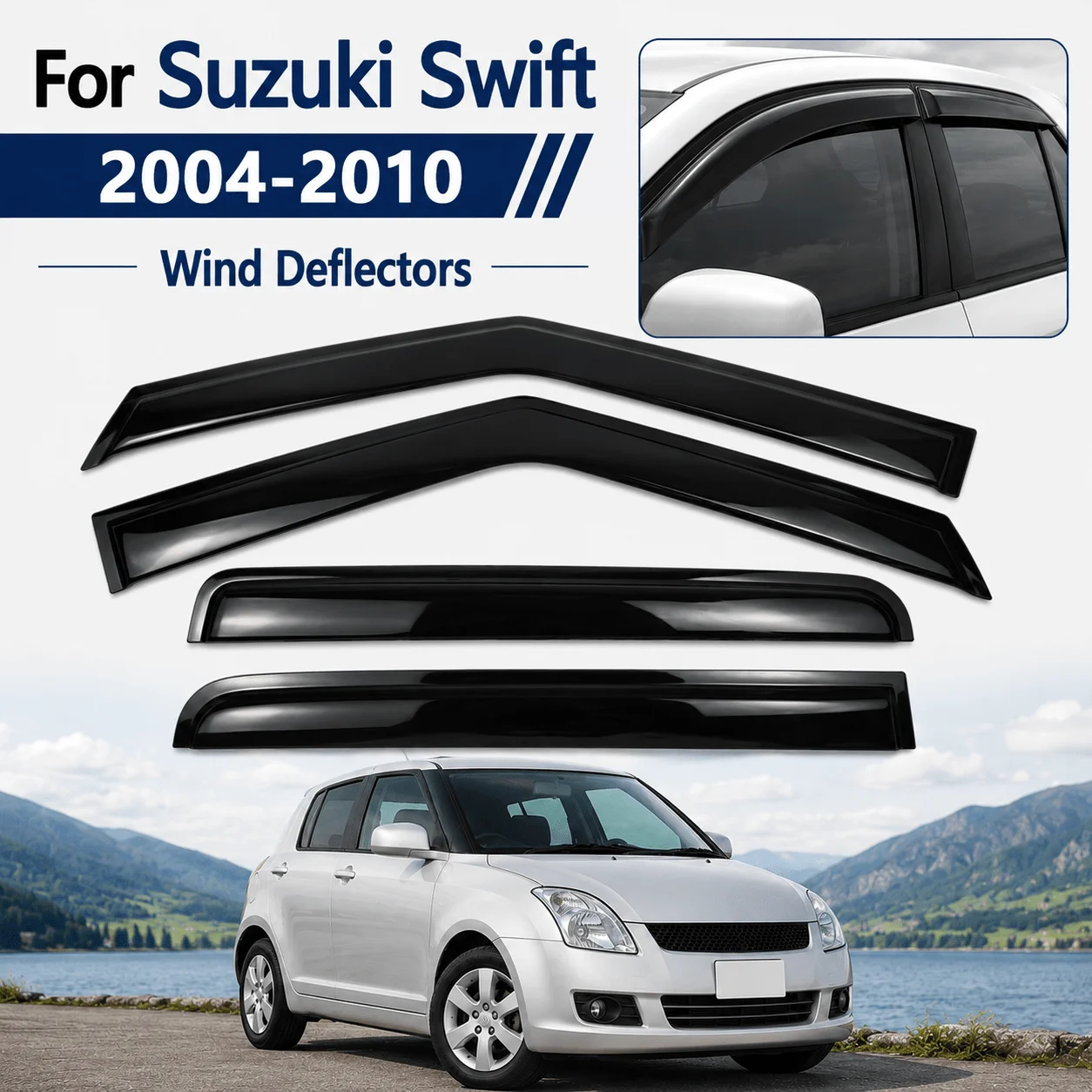 

4pcs For Suzuki Swift 2004-2010 Car Side Window Weathershield Side Window Vent Visor Car Window Rain Guards Strips