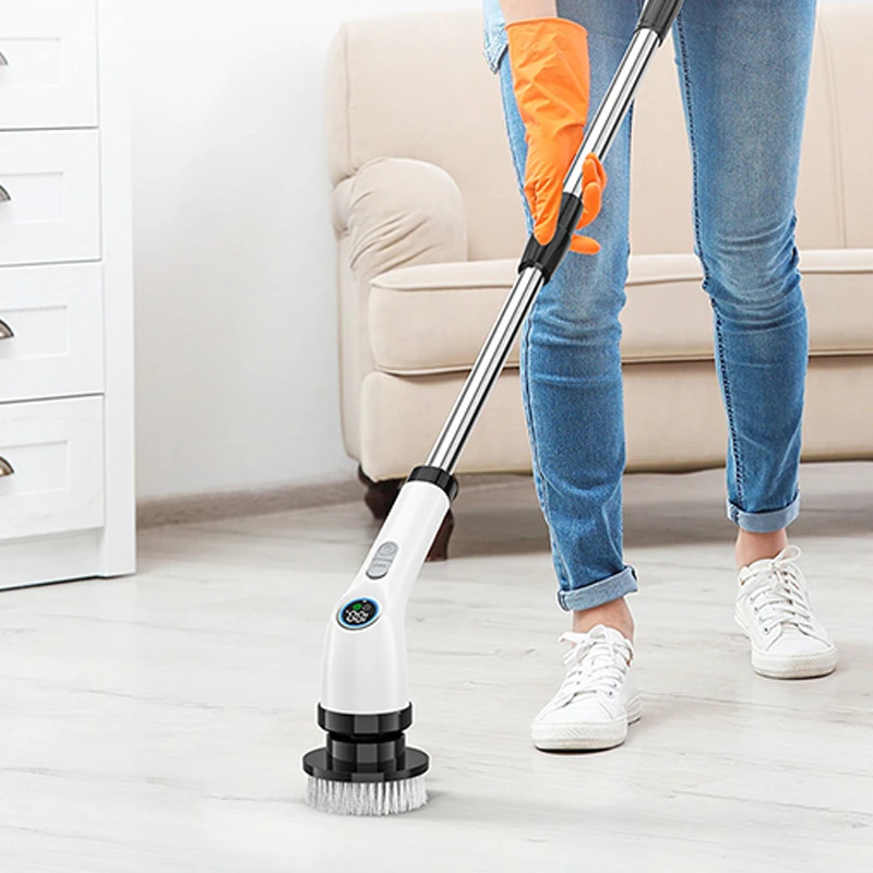 Electric Spin Scrubber Shower Scrubber Cordless Cleaning Brush With 7 Replaceable Brush Heads And Squeegee Adjustable Extension