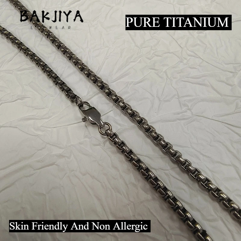 New Premium Pure Titanium Square Box Chain Necklace for Men Women, Lightweight No Rust Hypoallergenic Titanium Chain 3mm Width