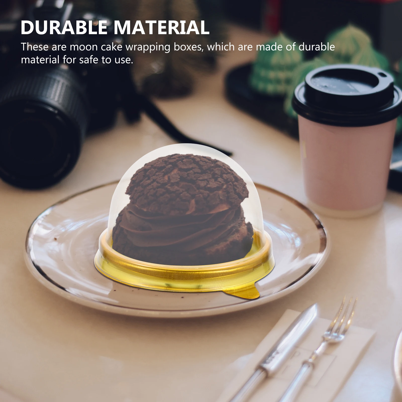 

100pcs Plastic Cake Containers Pet Food Storage Boxes Transparent Cover Sealing Design For Moon Cakes Cupcakes Bakery