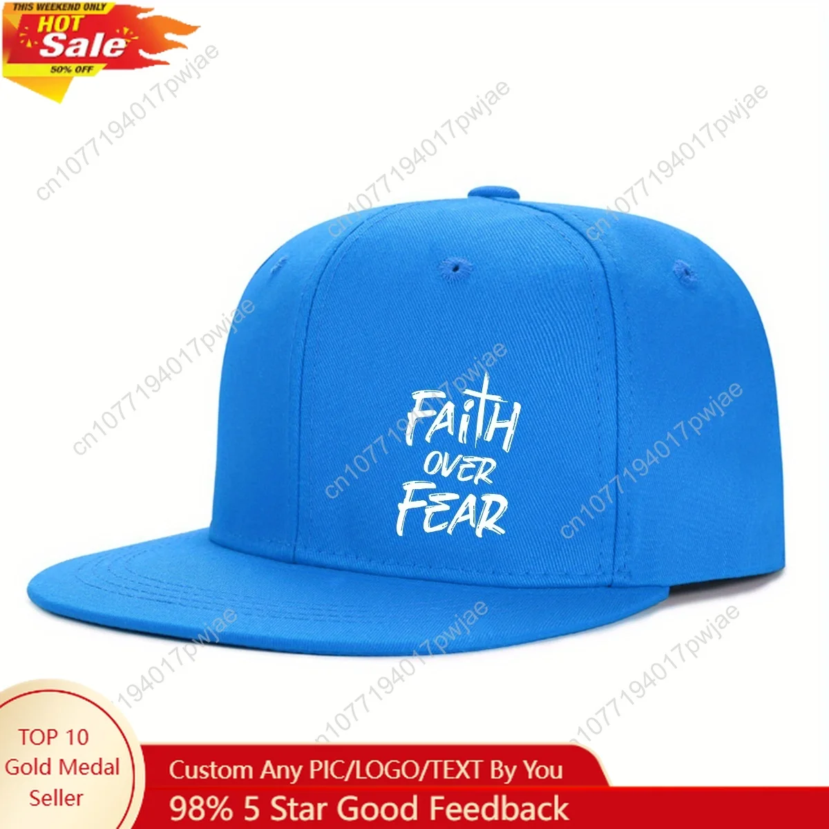

Unisex Adjustable Polyester Snapback Hat, Urban Fashion Trendy Summer Casual Flat Brim Cap, Sun Protection Hip Hop Hat, "Faith O