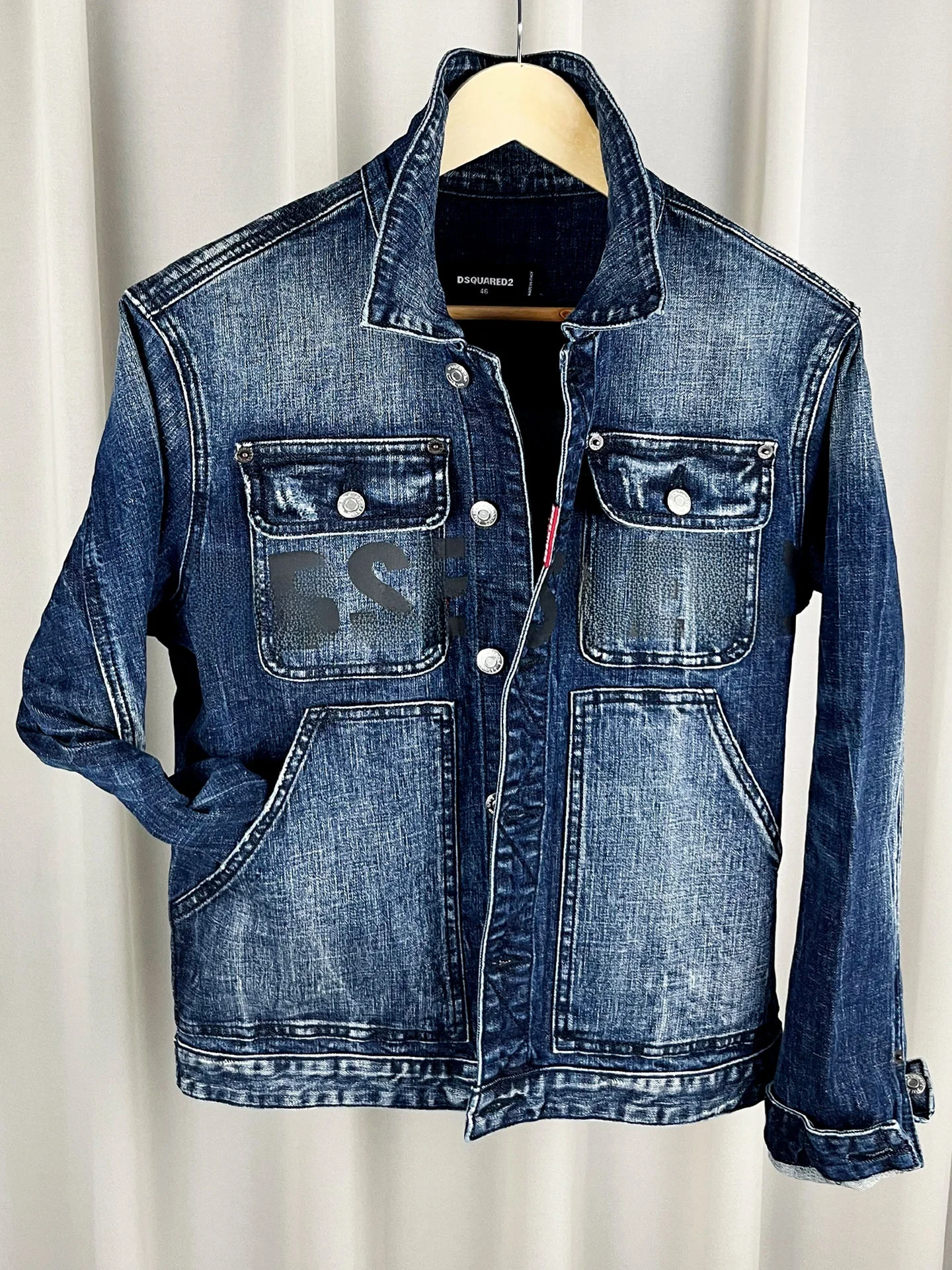 

Autumn Winter New Sle Men's Denim Jaet Deep Blue Print ket High Quali Trendy D2 Jaet DSquare Stand Fit Outdoor ...