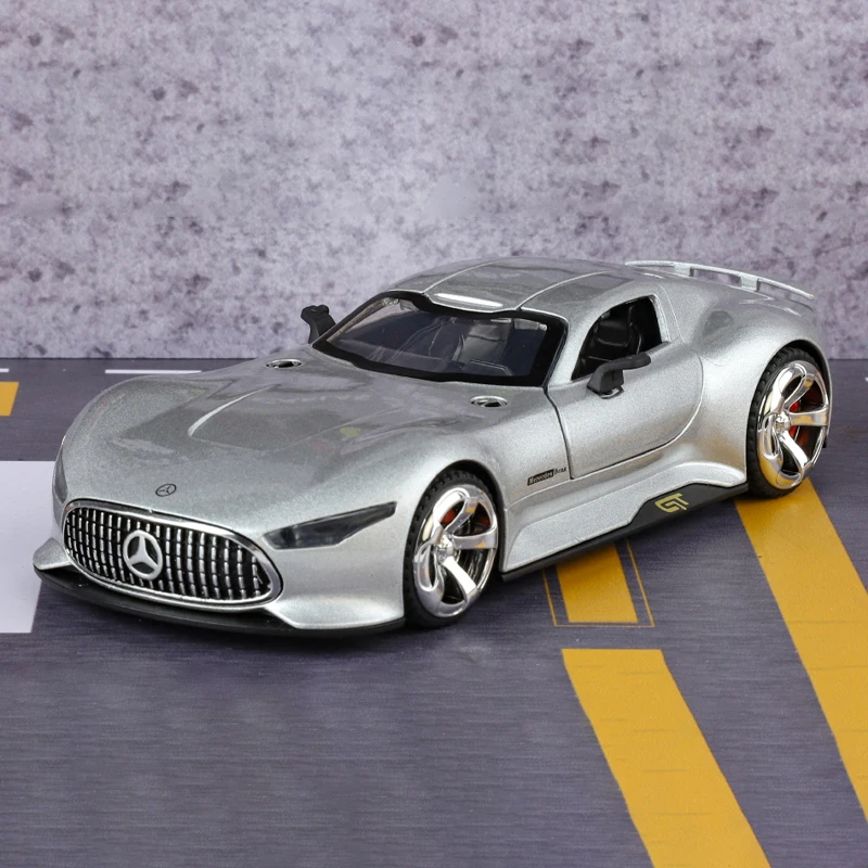 

1:32 Mercedes Benz AMG Vision GT Supercar, литая под давлением модель автомобиля из сплава, звук и свет, детские игрушки, подарки на день рождения для маленького мальчика