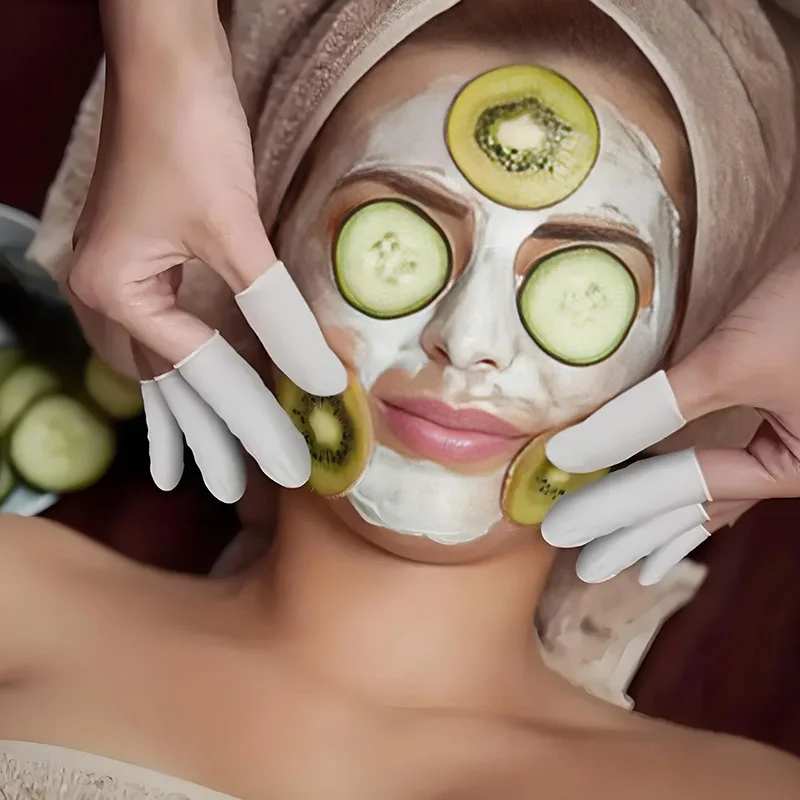 200PCS Multi-color Disposable Finger Cots Anti Slip Latex Powder Free Rolled Edge Finger Cots Beauty Hairdressing Tattoo Tools