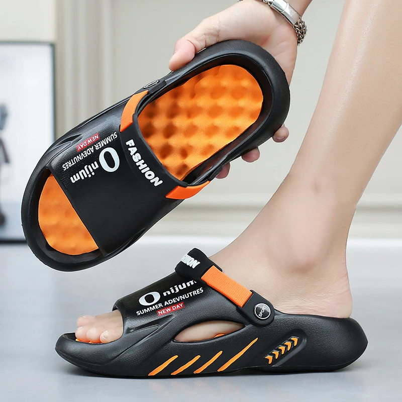 Comwarm New Men Massage Slippers Slides Indoor Outdoor Sandals Beach Casual Shoes Comfortable Sole Men's Slippers Big Size 38-47 image 2