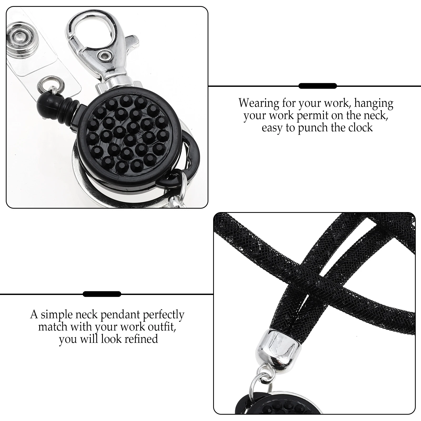 

Rhinestone Mesh Lanyard Phone Neck Strap Sparkling Key Chain Holder String Work Permit ID Card Student Cell Phones