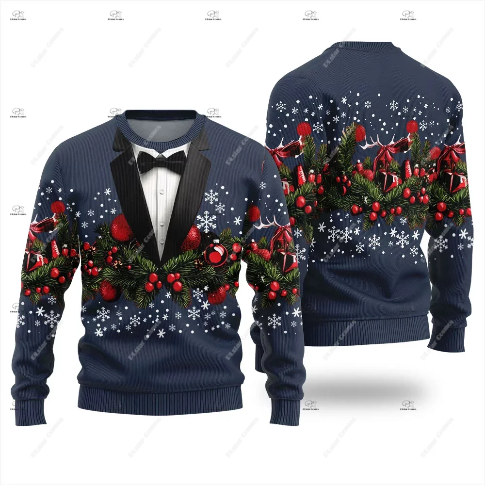 Christmas Santa Claus Pet Cat Knitted Ugly Sweater Graffiti Retro Vintage 3DPrint Pullover Harajuku Casual Funny Long Sleeves 12
