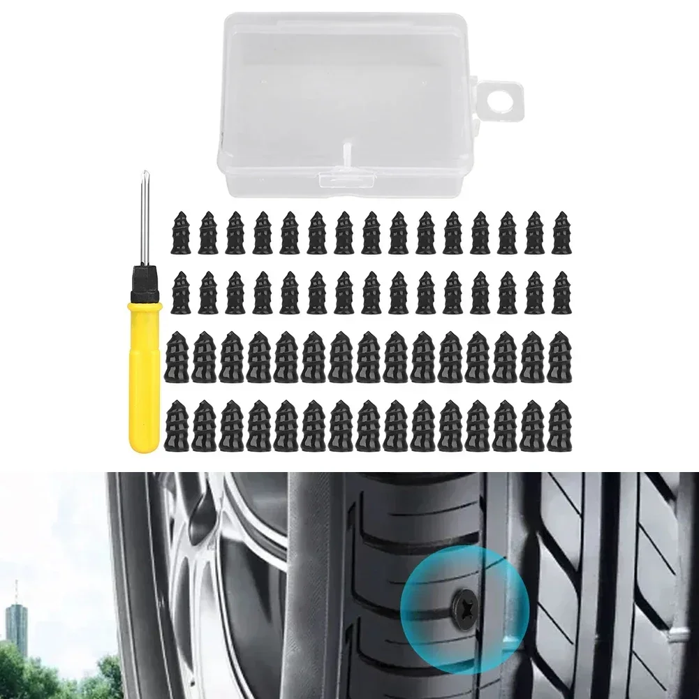 

61pcs Car Vacuum Tire Repair Nail Rubber Screw Nails Screwdriver Tool W/Box Motorcycles Cars Agricultural Tires Tool Accessories