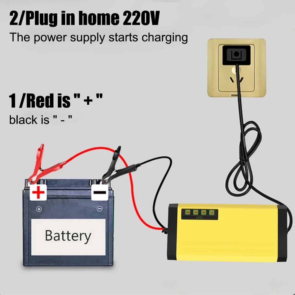 220V Power Puls Repair Charger Wet Dry Lead Acid Battery LED Display Moto Truck Battery Charger Car Battery Charger 12V 2A