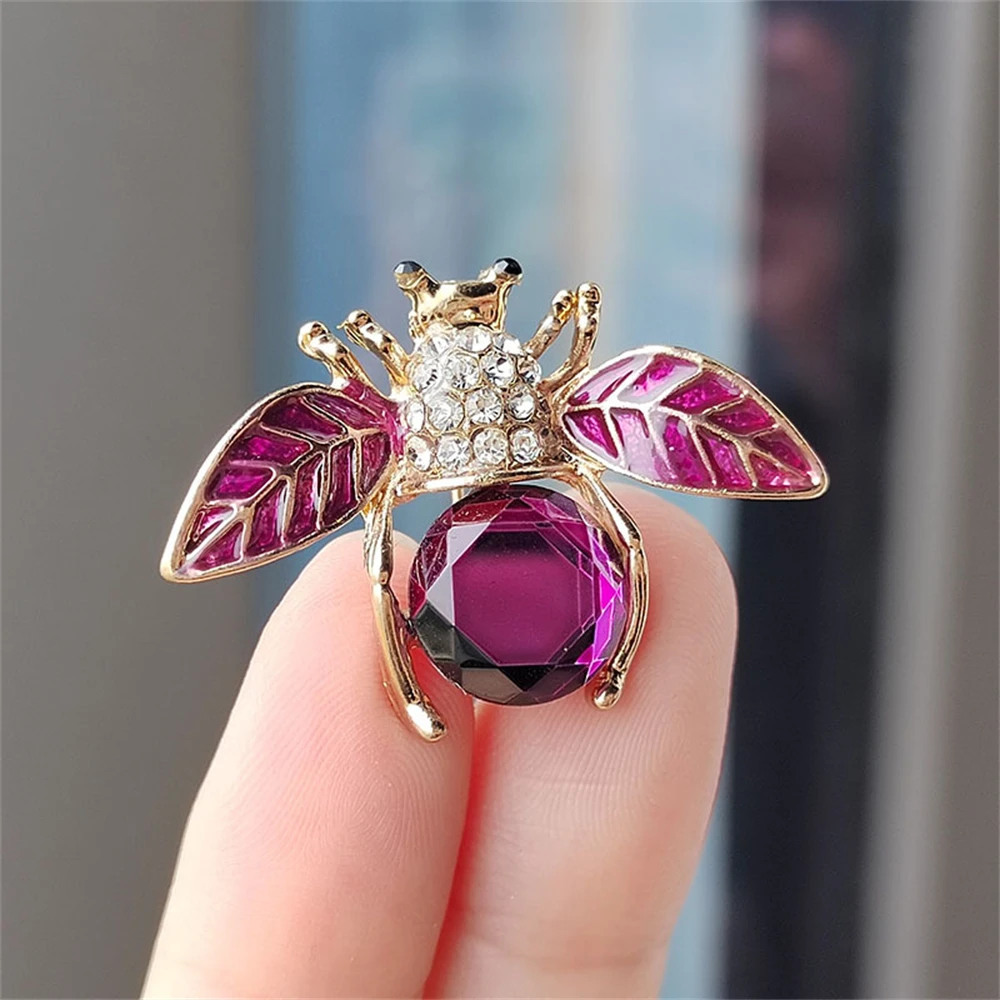 Zircon Brooch Cute Insect Inlaid Crystal Cartoon Bee Corsage Pearl Pins Alloy Women's Brooch Accessories Jewelry Gifts For Girl