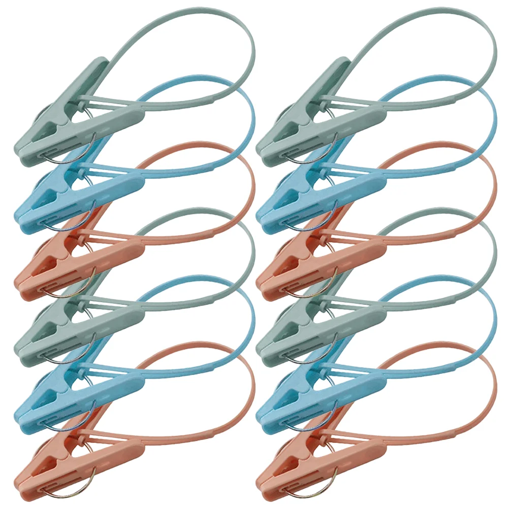 12Pcs Windproof Clothespins Anti Slip Drying Clips With Rope Household Quilt Clips Multipurpose Laundry Pegs Blanket Clamps