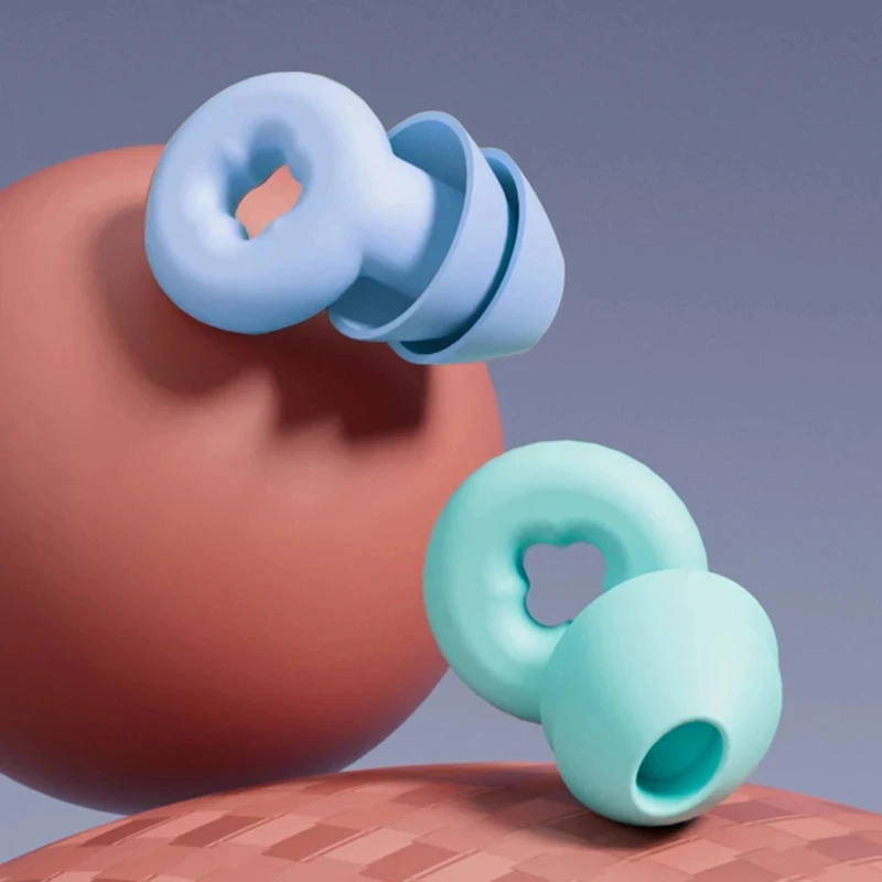 1/2Pair Silicone Swimming Ear Plugs Waterproof 2 Layers Sleep Noise Ear Plug Canceling Noise Lightweight Sports Swimming Supplie