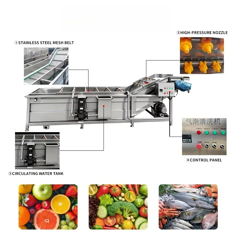 Fully Automatic Marine All-purpose Fish Shrimp Snail Mussel oyster Seafood and Fish Water Bubble Cleaning Machine