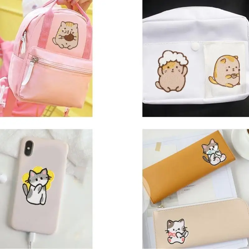 10 Pcs Animal Iron on Patches Sew on Applique Patches Cats Embroidery Patches Y08E