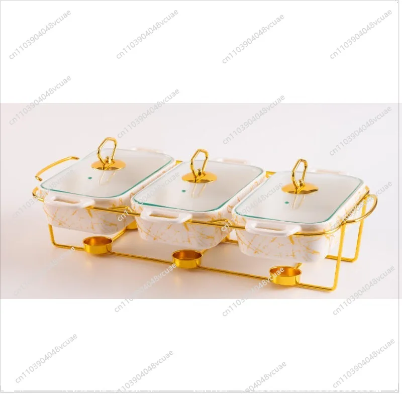 

Three-grid Binaural Ceramic Baking Pan for Marble Heating Soup Pot Dry Pot 3pcs Bake Ware