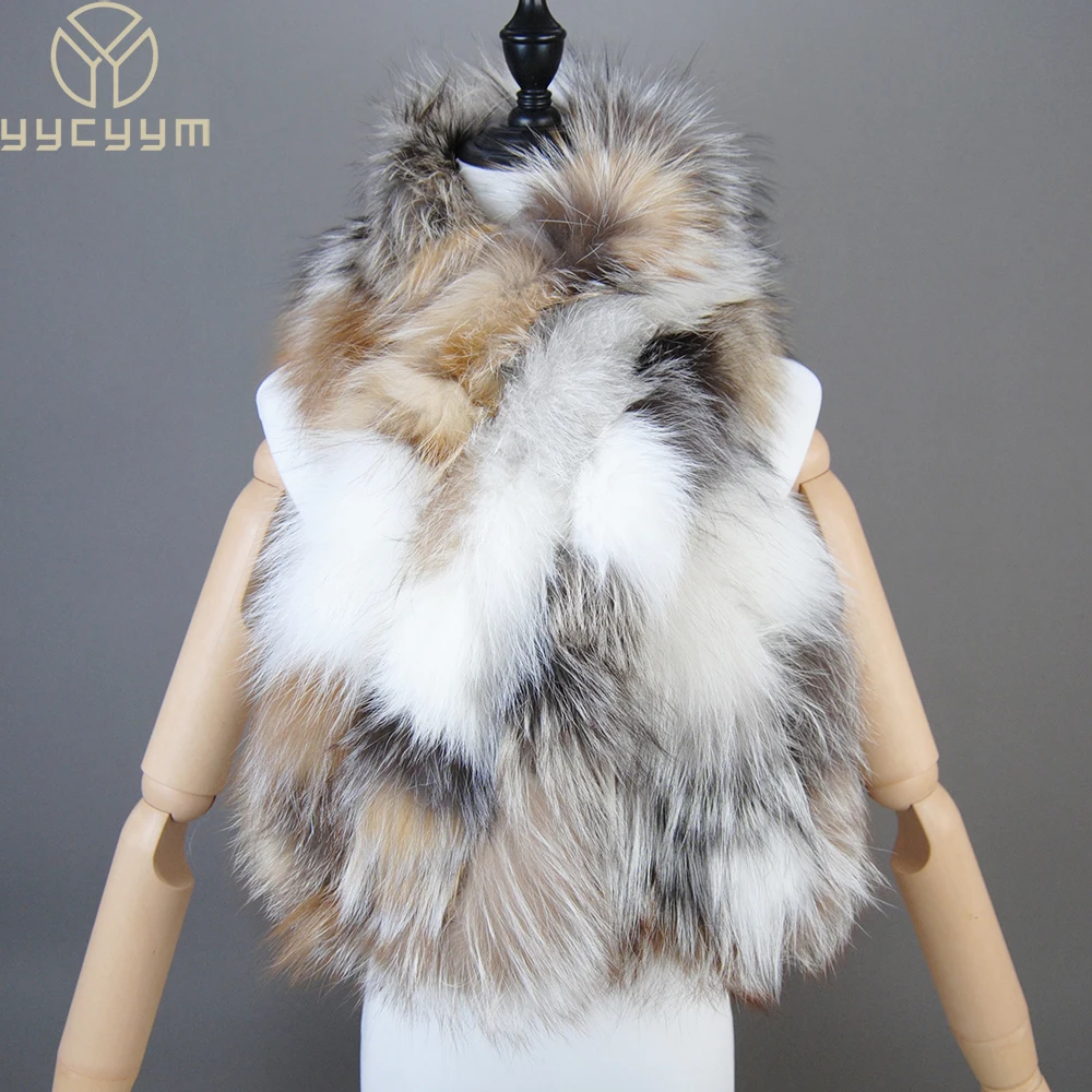 

Hot Sale Women Winter Warm Natural Fox Fur Scarf Ring Knit Real Fox Fur Lady Fashion Neckerchief Scarves Women Real Fur Bandana