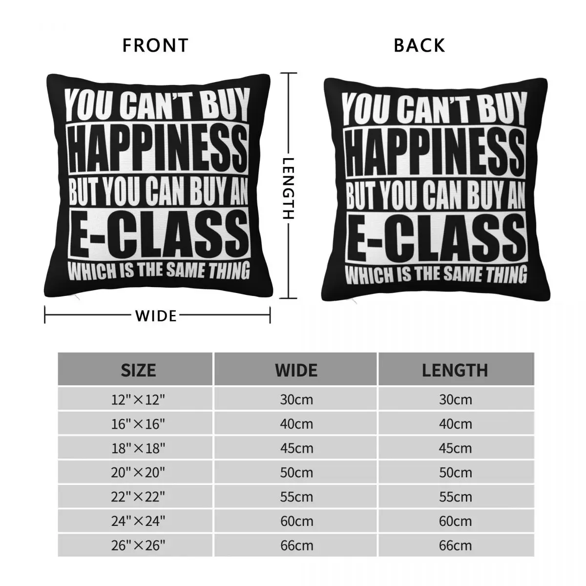 E-Class Happiness Square Pillowcase Polyester Linen Velvet Printed Zip Decor Pillow Case Car Cushion Case