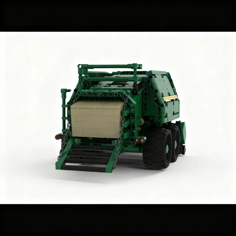 MOC 1 17 Scale John Deered 1424 Tractor Bale Press Kroegering HKD 302 Trailer Model Creative Ideas Assembly Building Blocks Gift