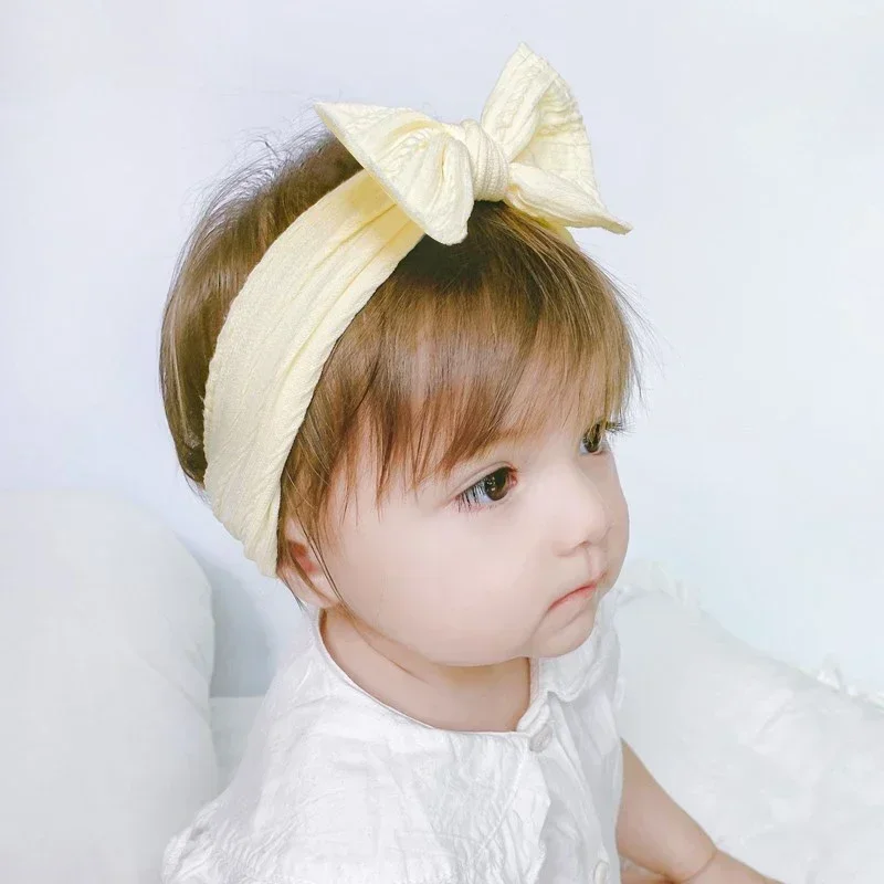 1 Uds. Diadema para bebé recién nacido para niñas, turbante de punto elástico para niños, lazos de nailon suave, accesorios para el cabello para