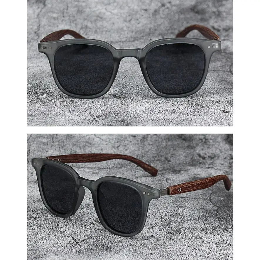 Vintage UV Protection Wood Grain Sunglasses Outdoor Street Photography Square Frame Sun Glasses Cycling Eyewear for Women & Men