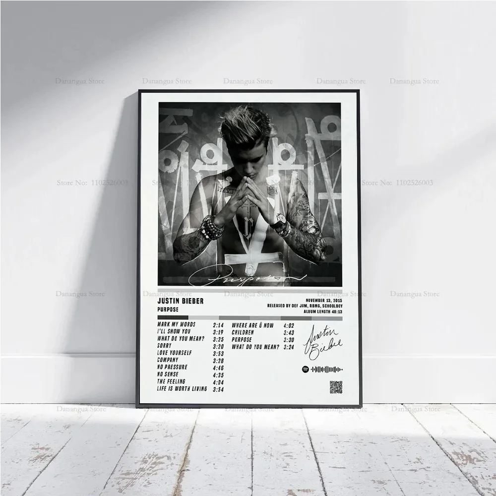 Justin Bieber Justice Music Star Album Cover Tracklist Poster Prints Wall Art Canvas Painting Picture Photo Gift Room Home Decor