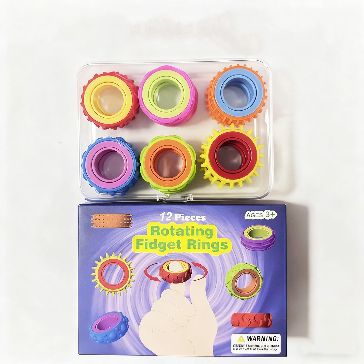 6/12 Stück Fidget Toys Kinder-Drehring Sensorischer Kreisel Entspannungsspielzeug Drehbarer Sensorring Quetsch-Fidget-Spielzeug Spinner – Detail 1