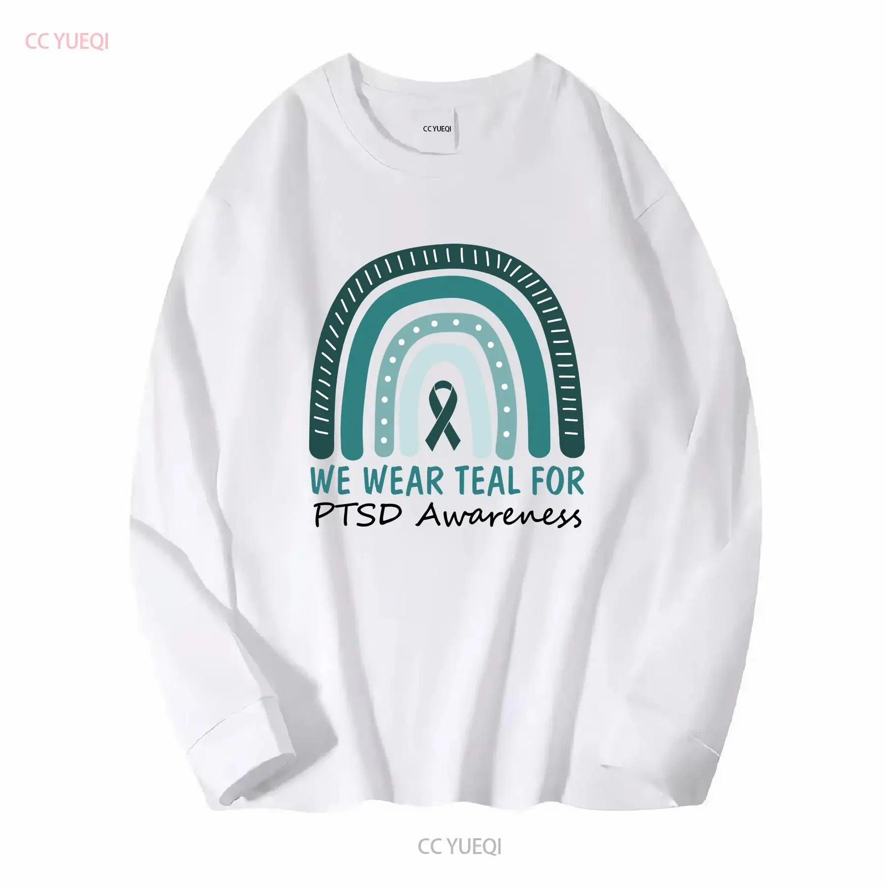 PTSD Awareness T Shirt Teal Ribbon Post Traumatic Stress Disorder Recovery Supportive for Veteran Motivational vintage Washed