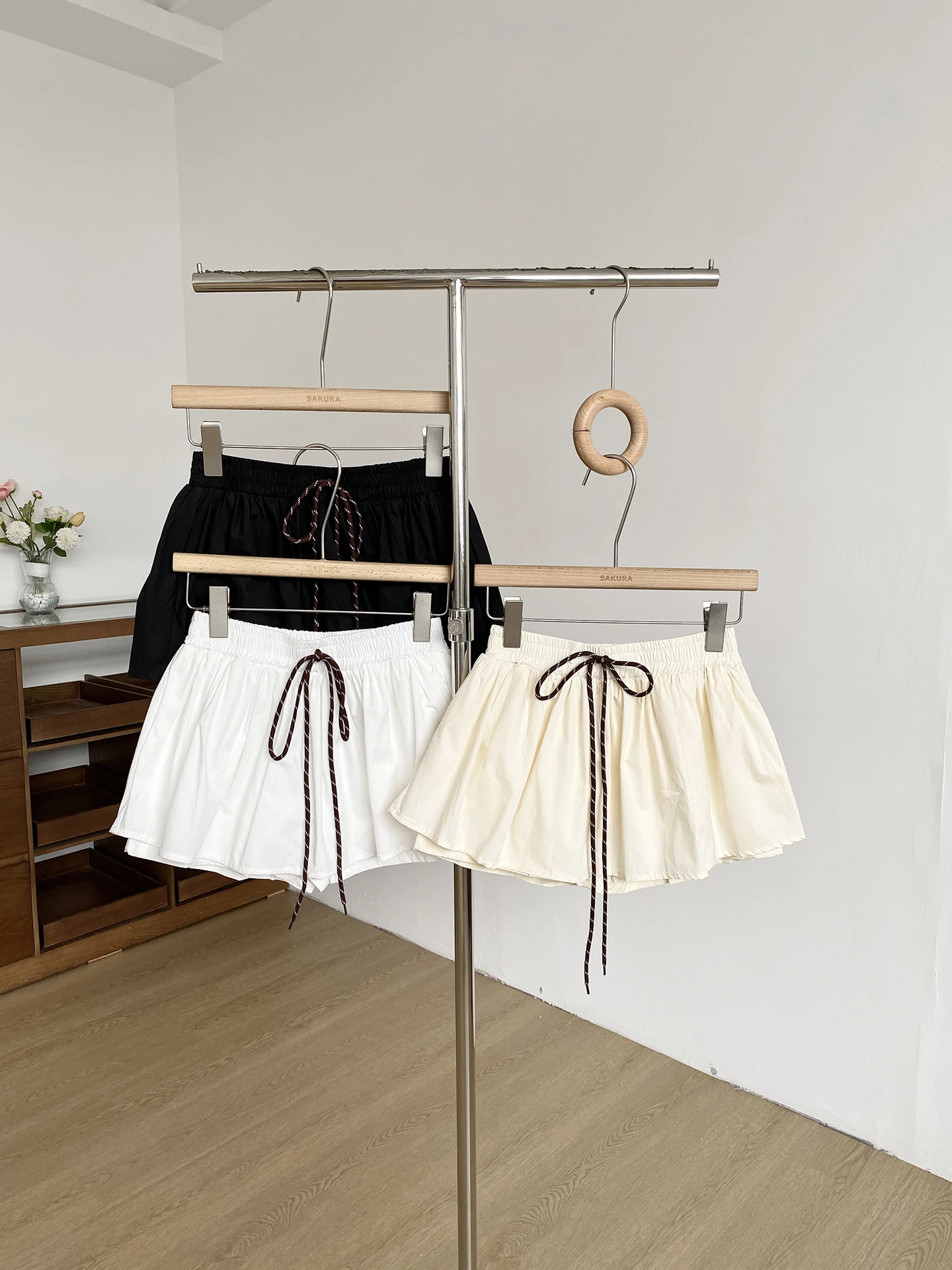 DIYI Lemon Flavor Slimming Elastic Waist Drawstring Short Skirt Flower Bud Puffy Skirt Women's Summer Fashion High Waist A-Li...