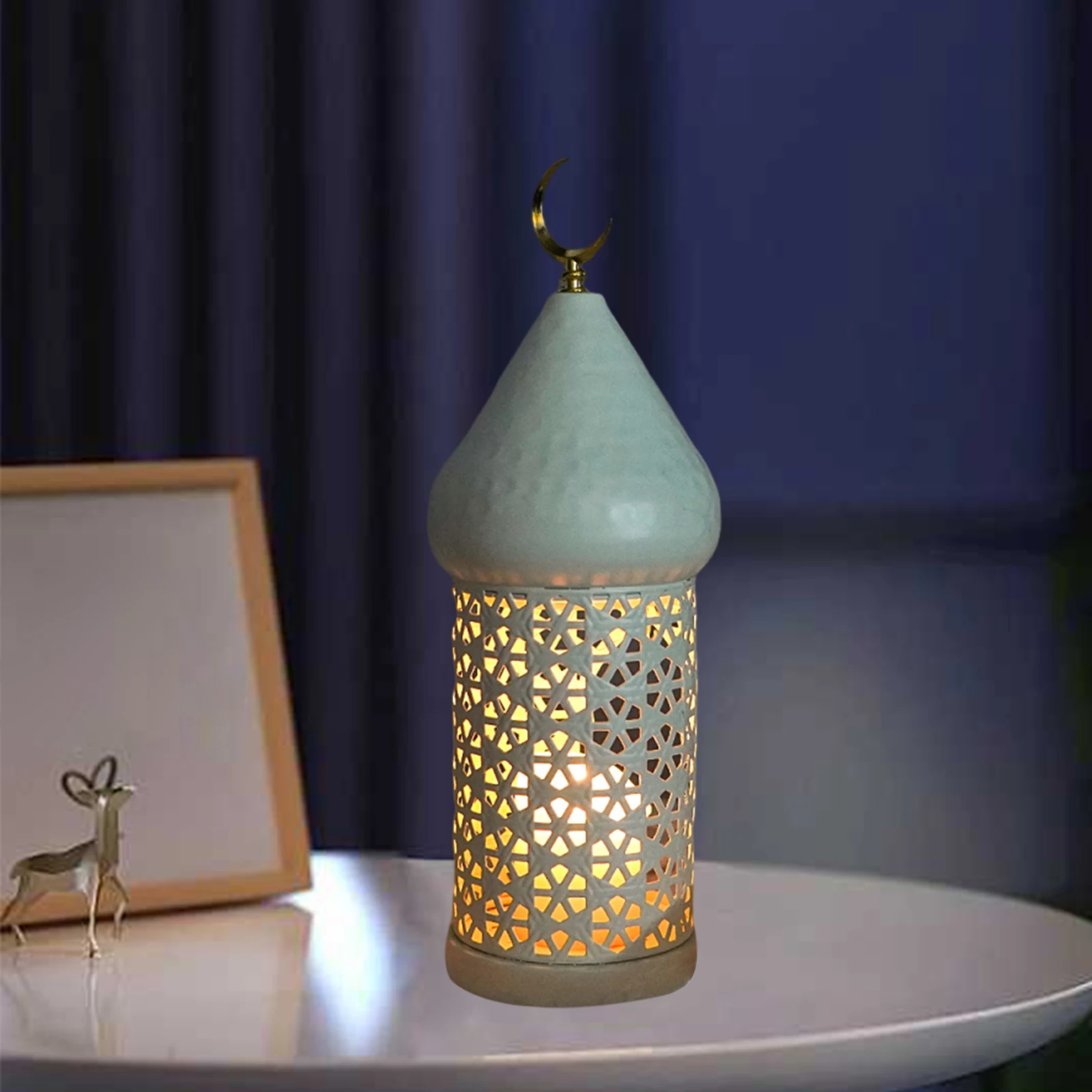 Decorative Candle Holder Ramadan Decoration Eid Mubarak Desktop Ornament for Weddings Living Room Dining Room Mantel Home Decor