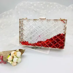 Fashion Powder Liquid Transparent Acrylic Box Woman Evening Clutch Purse Summer Beach Crossbody Bag Mini Shoulder Bags