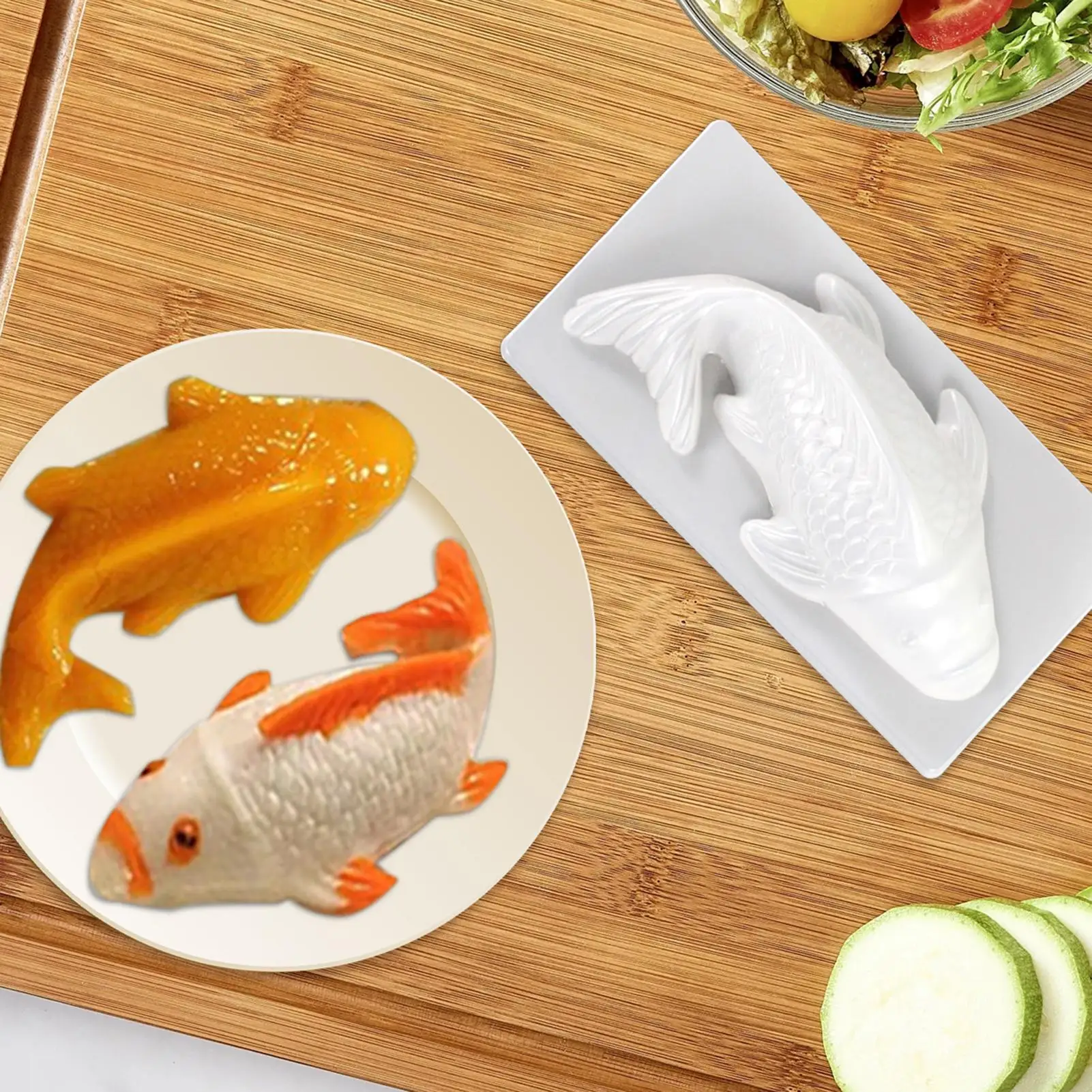 Rice Cake Fish Shape Mold Handmade 3D Koi Fish Shape Rice Cakes Making Mold Silicone Sugarcraft Pudding Shaping Molds
