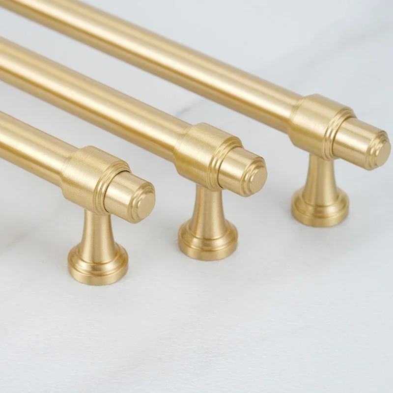 Gałki do szafek w stylu francuskim, luksusowe, z litego mosiądzu, uchwyty do szaf, szuflad i drzwi, w kształcie litery T.