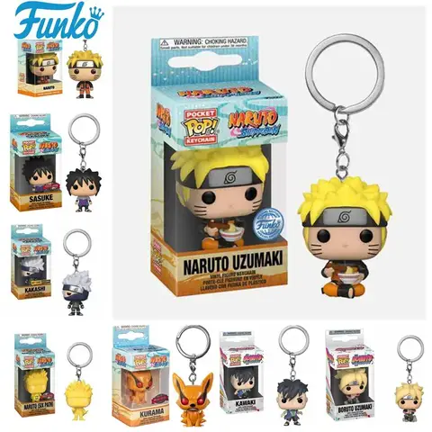 Funko Pop Naruto Kurama Sasuke Wakaki Boruto SIX PATH KAKASHI Vinyl Figures Keychain Toys Pocket Pop Keyring Car Bag Toy