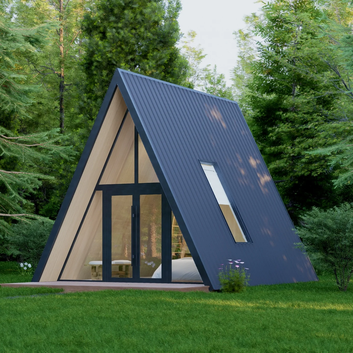 A Shaped Triangular Wooden House Customized Steel Structure Mobile Cabin for Homestay Hotel Tourist Houses Hot Sale