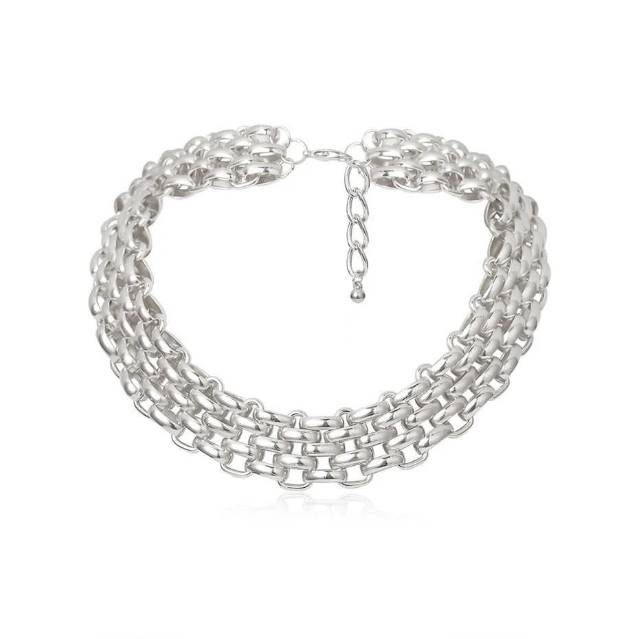 Übertriebene einzigartige große klobige Kette Halsband Halskette Kragen Steampunk Männer Punk Twisted Lock dicke Eisen Halskette für Frauen Schmuck – Detail 12