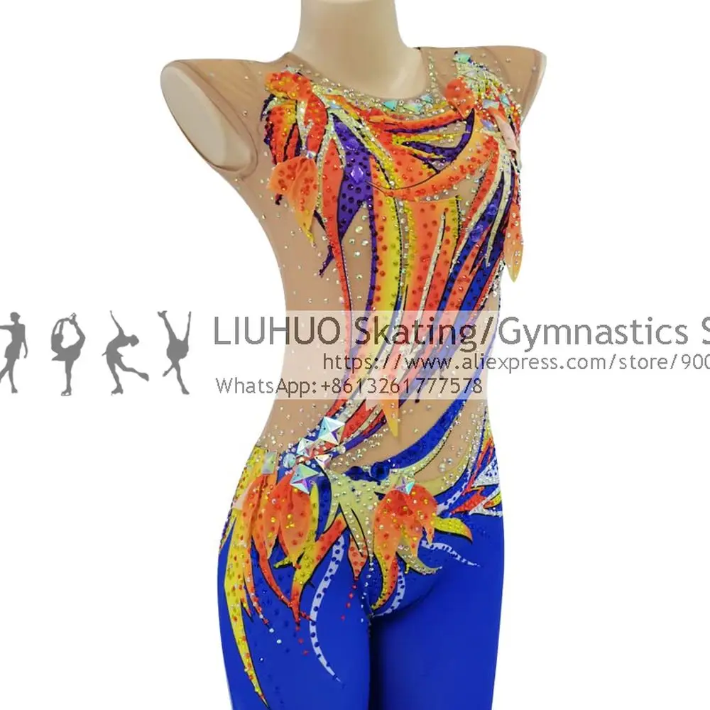 LIUHUO Rhythmic Gymnastics Leotards Artistics Competition Professional Stage Show Girls Sleeveless