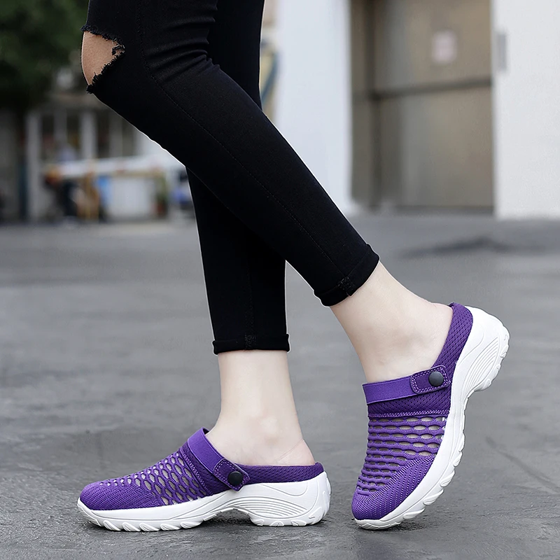 STRONGSHEN Women Casual Platform Slipper Mesh Non-slip Platform Sandals Breathable Mesh Outdoor Walk Shoes Zapatos Para Mujeres