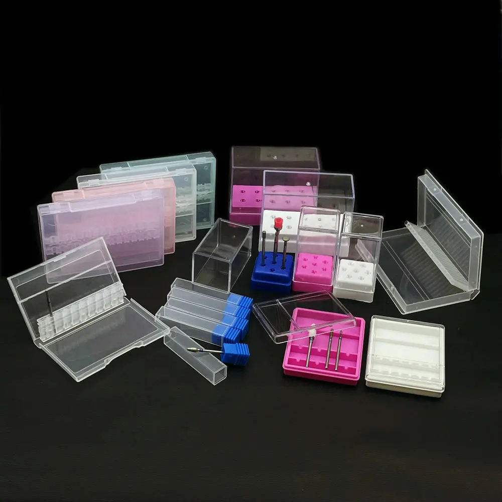 10/20/30 Slots Clear Storage Box For Nail Drill Bit Files Holder Container Case Display Nail Accessorie Tool