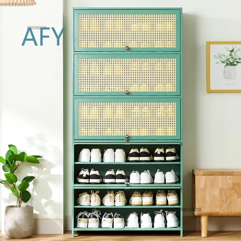 New Household Chinese Shoe Rack for Rental House Multi-layer Dustproof Shoe Organizer for Living Room Bamboo Cabinet for