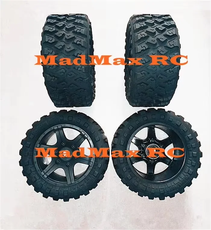 MadMax Light Weight Waterproof Grip Tire Wide Wheel with Alloy Adapter Nuts for 1/5 Traxxas X-maxx Monster Truck