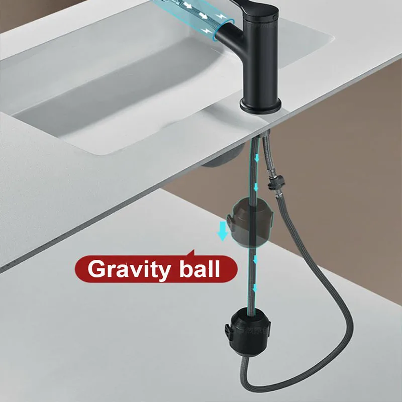 Silver/Black Bathroom Sink Faucet, Anti-Rust Brass Construction,Hot and Cold Water Mixer Tap & Up Spray Design