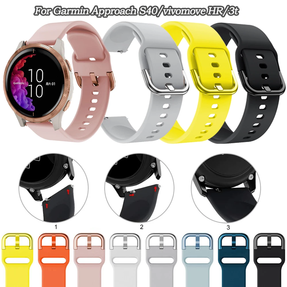 สายรัดซิลิโคนอัจฉริยะ20มม. สำหรับ S40 Garmin ap/vomove h/venu นาฬิกากําไล Forerunner 645 245 /vivoactive 3 3T ข้อมือ