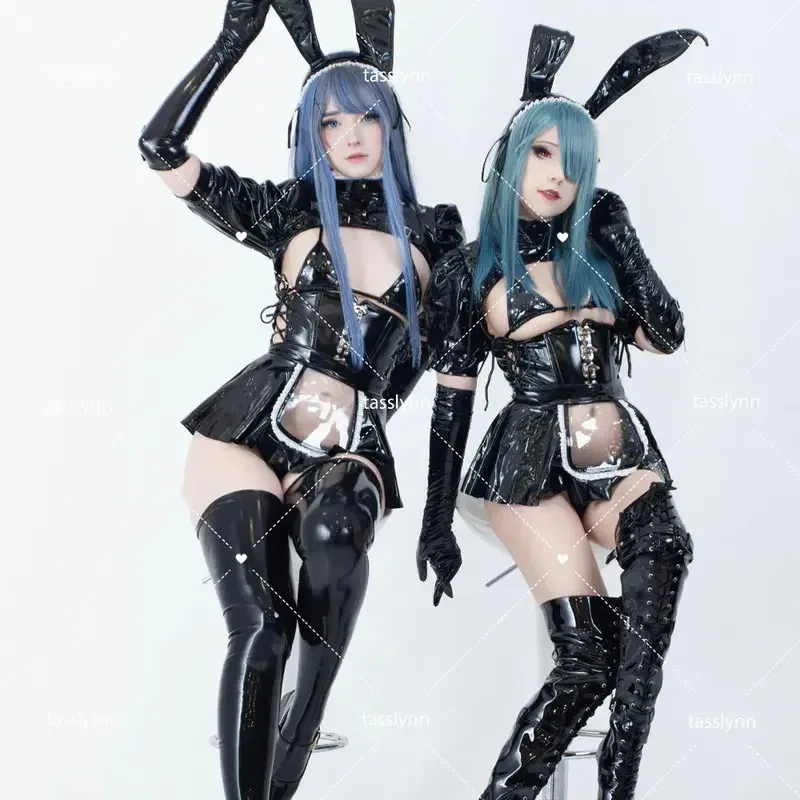 

NewRed Black dark idgn maid cosplay costume Christmas cosplay leather leotard elastic bunny Halloween costumes for women2025