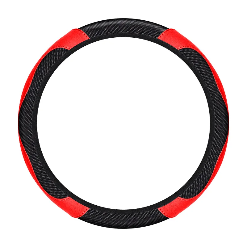 Universal Car Steering Wheel Cover Carbon Fiber Leather Embossed Car Handle Cover Suitable For Car Steering Wheels Men Women