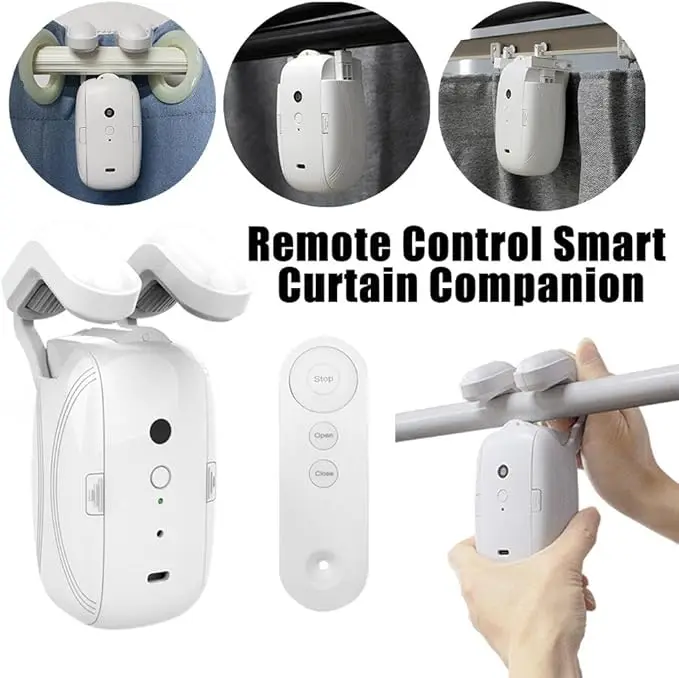 Smart Curtain Motor Opener Aluminum Motorized Curtain Robot Remote Control For Roman I Type U Type Curtains Track Work